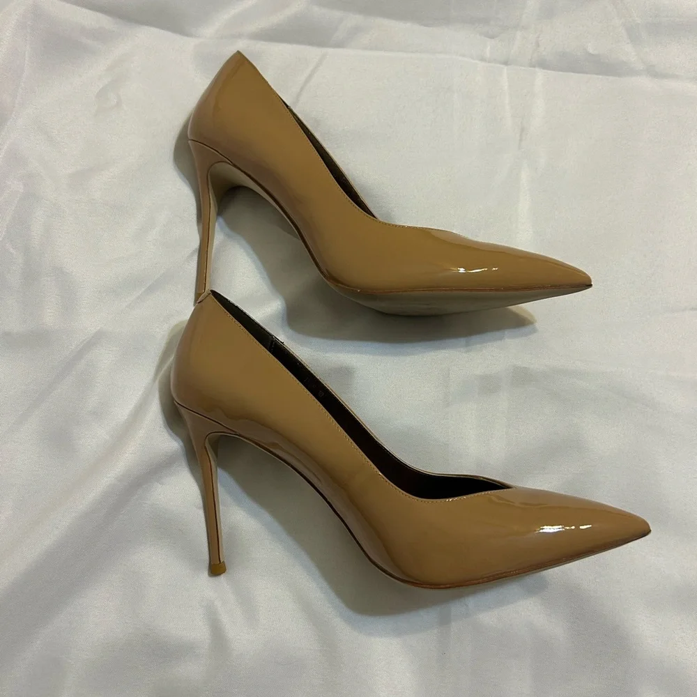 Jeffrey Campbell Lure Nude Patent Leather 4in Heels - Women’s 10 - Picture 4 of 8